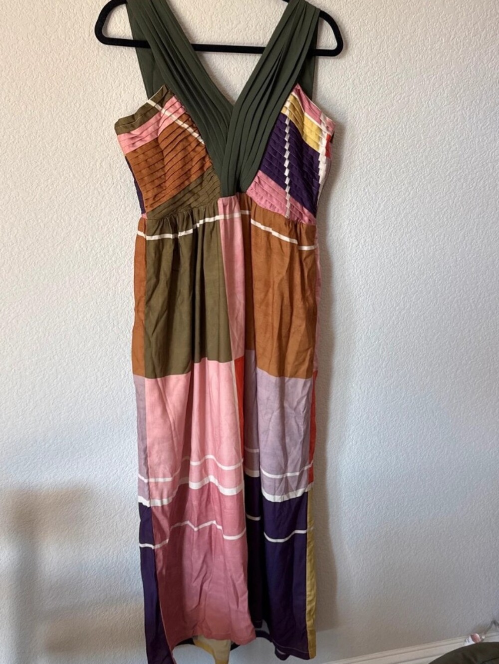 Anthropologie Dear Creatures One-Shoulder Multicolor Pleated Dress